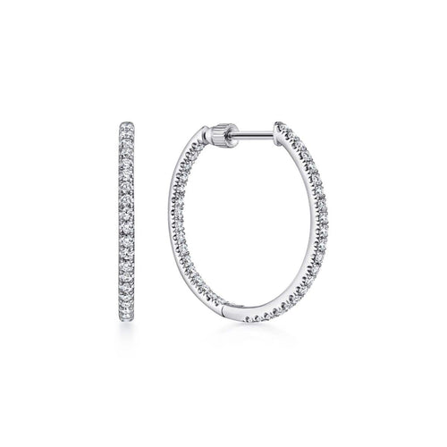 14K White Gold French Pavé 20mm Round Inside Out Diamond Hoop Earrings - EG13461W45JJ-Gabriel & Co.-Renee Taylor Gallery