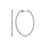 14K White Gold French Pavé 30mm Round Inside Out Diamond Hoop Earrings - EG13465W45JJ-Gabriel & Co.-Renee Taylor Gallery