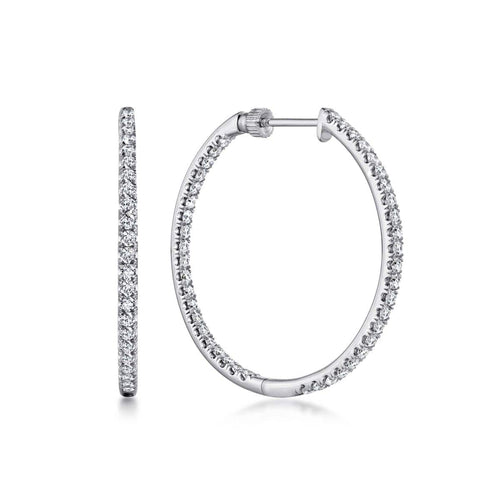 14K White Gold French Pavé 30mm Round Inside Out Diamond Hoop Earrings - EG13467W45JJ-Gabriel & Co.-Renee Taylor Gallery