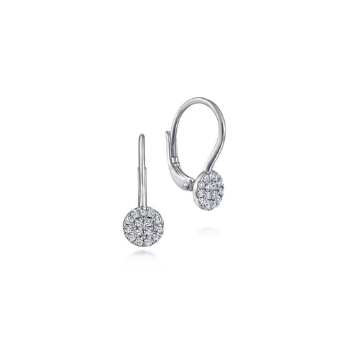14K White Gold Round Pavé Diamond Drop Earrings - EG13620W45JJ-Gabriel & Co.-Renee Taylor Gallery
