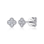 14K White Gold Diamond Flower Stud Earrings - EG13715W45JJ-Gabriel & Co.-Renee Taylor Gallery