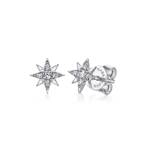 14K White Gold Diamond Stud Star Earrings - EG13749W45JJ-Gabriel & Co.-Renee Taylor Gallery