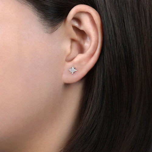 14K White Gold Diamond Stud Star Earrings - EG13749W45JJ-Gabriel & Co.-Renee Taylor Gallery