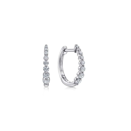 14K White Gold 15mm Round Diamond Classic Huggies - EG13835W45JJ-Gabriel & Co.-Renee Taylor Gallery