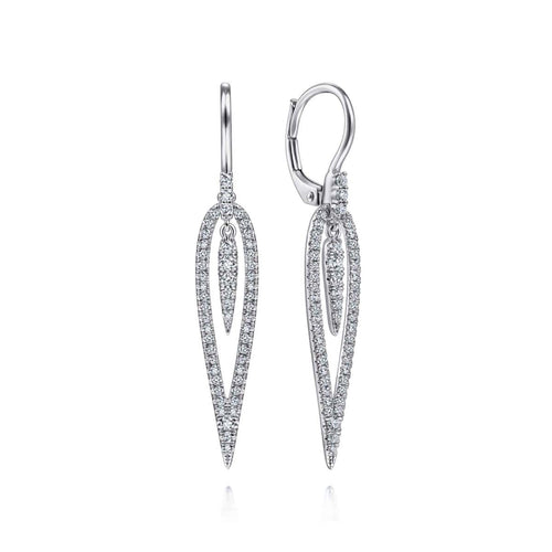 14K White Gold Diamond Teardrop Earrings with Center Drops - EG13943W45JJ-Gabriel & Co.-Renee Taylor Gallery