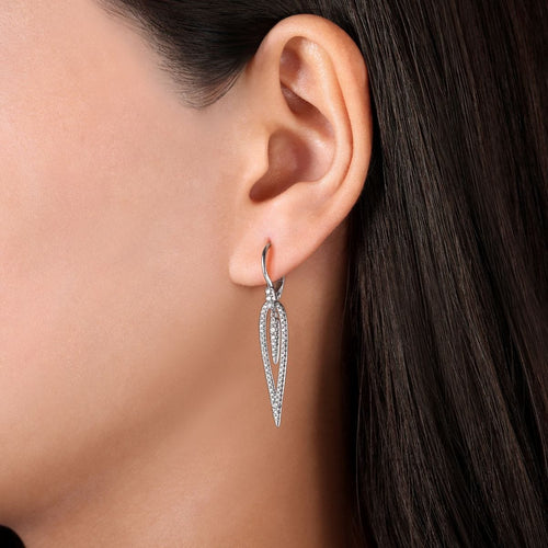 14K White Gold Diamond Teardrop Earrings with Center Drops - EG13943W45JJ-Gabriel & Co.-Renee Taylor Gallery