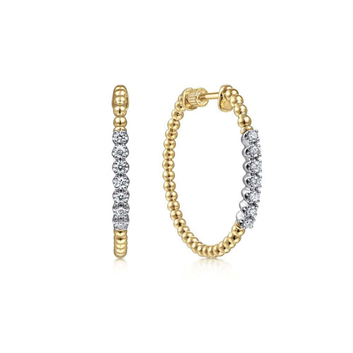 14K Yellow Gold 30mm Bujukan Diamond Classic Hoop Earrings - EG13971Y45JJ-Gabriel & Co.-Renee Taylor Gallery