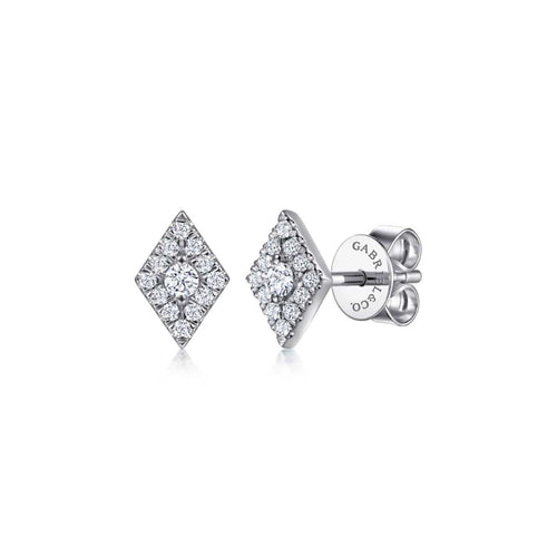14K White Gold Diamond Rhombus Stud Earrings - EG14021W45JJ-Gabriel & Co.-Renee Taylor Gallery