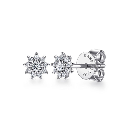 14K White Gold Pavé Diamond Flower Stud Earrings - EG14026W45JJ-Gabriel & Co.-Renee Taylor Gallery