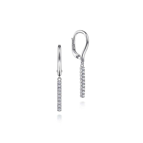 14K White Gold Diamond Bar Drop Leverback Earrings - EG14028W45JJ-Gabriel & Co.-Renee Taylor Gallery