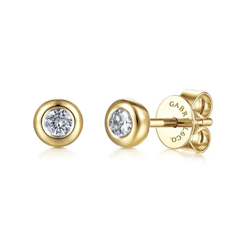 14K Yellow Gold White Sapphire Stud Earrings - EG14085Y4JWS-Gabriel & Co.-Renee Taylor Gallery