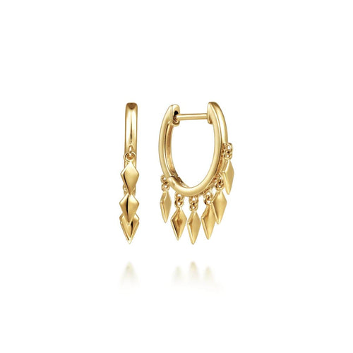14K Yellow Gold Huggies with Spike Drops - EG14092Y4JJJ-Gabriel & Co.-Renee Taylor Gallery