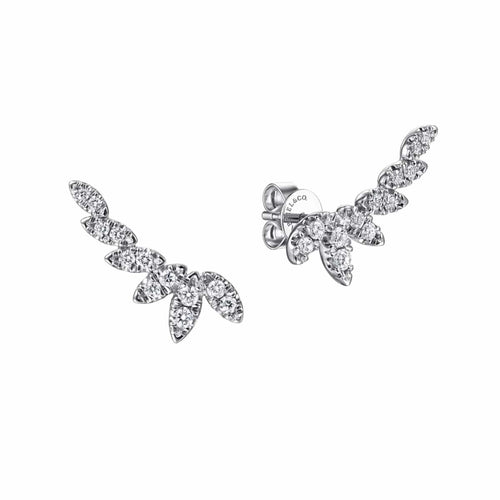 14K White Gold Graduating Marquise Shape Curved Diamond Stud Earrings - EG14200W45JJ-Gabriel & Co.-Renee Taylor Gallery