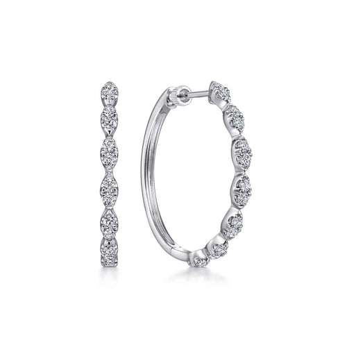 14K White Gold 30MM Diamond Earrings - EG14206W45JJ-Gabriel & Co.-Renee Taylor Gallery