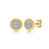 14K Yellow Gold Round Diamond Pavé Center Stud Earrings - EG14260Y45JJ-Gabriel & Co.-Renee Taylor Gallery