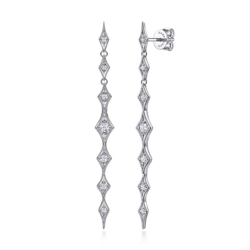 14K White Gold Linear Diamond Station Drop Earrings - EG14281W45JJ-Gabriel & Co.-Renee Taylor Gallery