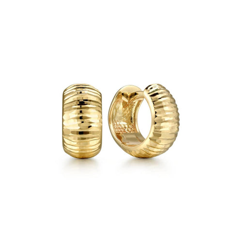 14K Yellow Gold Textured Huggie Earrings - EG14397Y4JJJ-Gabriel & Co.-Renee Taylor Gallery