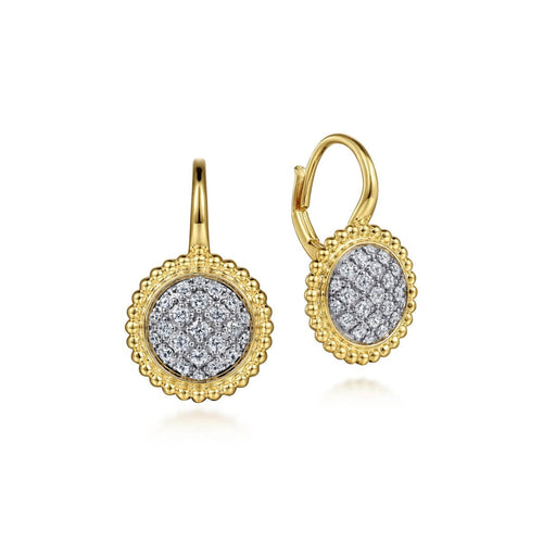 14K Yellow Gold Diamond Pavé Bujukan Leverback Earrings - EG14494Y45JJ-Gabriel & Co.-Renee Taylor Gallery