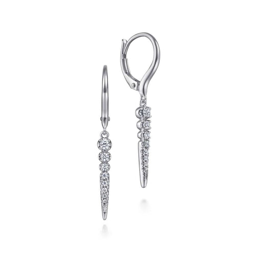 14K White Gold Diamond Spike Drop Earrings - EG14515W45JJ-Gabriel & Co.-Renee Taylor Gallery