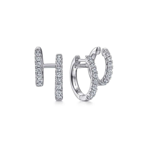 14K White Gold Diamond Double Huggie Earrings - EG14517W45JJ-Gabriel & Co.-Renee Taylor Gallery