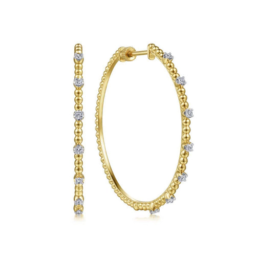 14K Yellow Gold 40mm Diamond Classic Hoop Earrings - EG14525Y45JJ-Gabriel & Co.-Renee Taylor Gallery