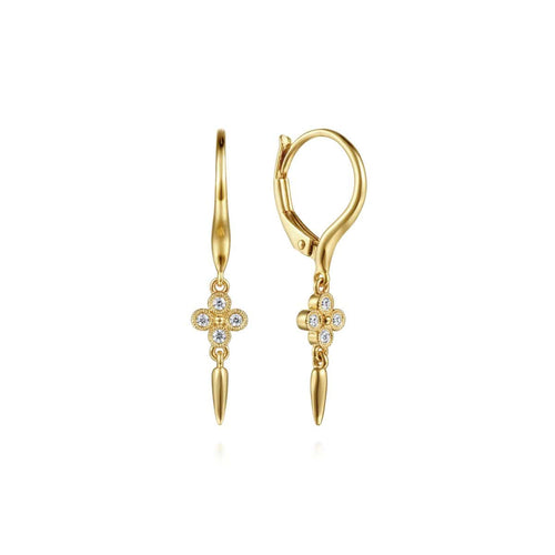 14K Yellow Gold Diamond Drop Earrings - EG14610Y45JJ-Gabriel & Co.-Renee Taylor Gallery