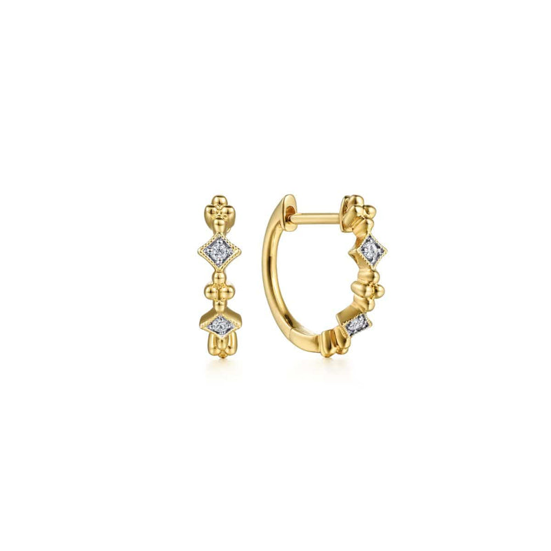 14K Yellow Gold Diamond Huggie Earrings - EG14613Y45JJ-Gabriel & Co.-Renee Taylor Gallery