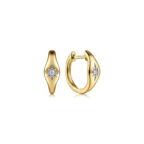 14K Yellow Gold Diamond Huggie Earrings - EG14615Y45JJ-Gabriel & Co.-Renee Taylor Gallery