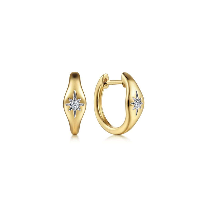 14K Yellow Gold Diamond Huggie Earrings - EG14615Y45JJ-Gabriel & Co.-Renee Taylor Gallery