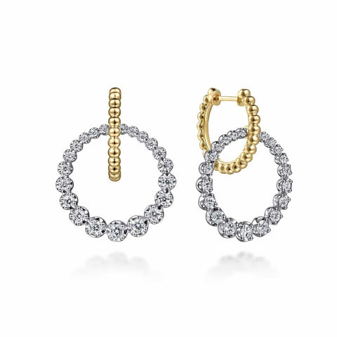 [STONE HENgE] 韓国☆14K White Gold☆U0069 Earrings 14K White-Yellow Gold 60mm Bujukan Diamond Hoop Earrings