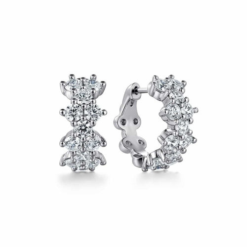 14K White Gold Diamond Starburst Huggie Earrings - EG14753W45JJ-Gabriel & Co.-Renee Taylor Gallery