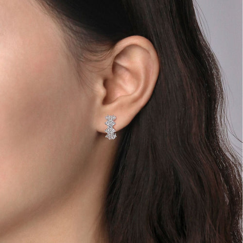 14K White Gold Diamond Starburst Huggie Earrings - EG14753W45JJ-Gabriel & Co.-Renee Taylor Gallery