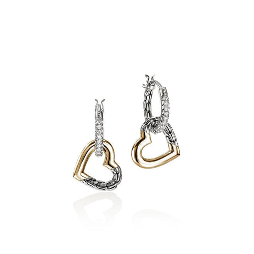 JH Essential Heart Drop Earrings, Gold, Sterling Silver, Diamonds - EZZP989712DI-John Hardy-Renee Taylor Gallery