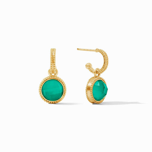 Fleur-de-Lis Hoop & Charm Earrings - Iridescent Emerald Green-Julie Vos-Renee Taylor Gallery