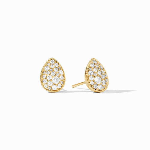 Pave Teardrop Stud Earrings-Cubic Zirconia - ER1043GCZ00-Julie Vos-Renee Taylor Gallery