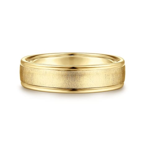 14K Yellow Gold 6mm - Men's Wedding Band in Sandblast Finish - MBH0164-60Y4JJJ-Gabriel & Co.-Renee Taylor Gallery