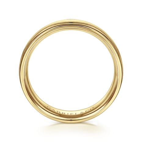 14K Yellow Gold 6mm - Men's Wedding Band in Sandblast Finish - MBH0164-60Y4JJJ-Gabriel & Co.-Renee Taylor Gallery