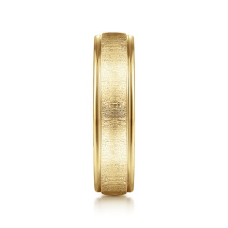 14K Yellow Gold 6mm - Men's Wedding Band in Sandblast Finish - MBH0164-60Y4JJJ-Gabriel & Co.-Renee Taylor Gallery