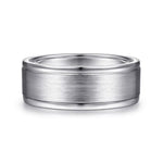 14K White Gold 8mm - Men's Wedding Band in Satin Finish - MBM0141-80W4JJJ-Gabriel & Co.-Renee Taylor Gallery