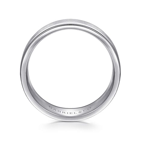 14K White Gold 8mm - Men's Wedding Band in Satin Finish - MBM0141-80W4JJJ-Gabriel & Co.-Renee Taylor Gallery