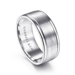 14K White Gold 8mm - Men's Wedding Band in Satin Finish - MBM0141-80W4JJJ-Gabriel & Co.-Renee Taylor Gallery