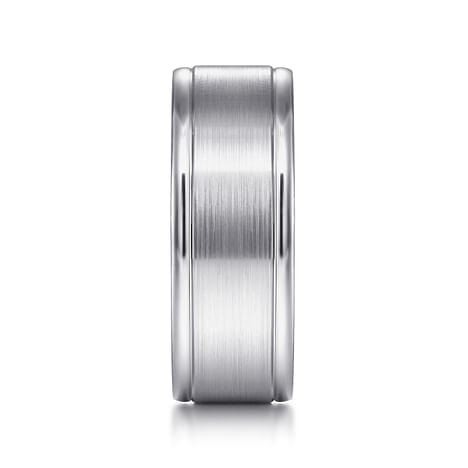 14K White Gold 8mm - Men's Wedding Band in Satin Finish - MBM0141-80W4JJJ-Gabriel & Co.-Renee Taylor Gallery