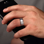 14K White Gold 8mm - Men's Wedding Band in Satin Finish - MBM0141-80W4JJJ-Gabriel & Co.-Renee Taylor Gallery