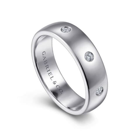 14K White Gold Diamond Men's Wedding Ring in High Polished Finish - MR15672W44JJ-Gabriel & Co.-Renee Taylor Gallery