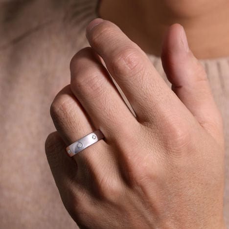 14K White Gold Diamond Men's Wedding Ring in High Polished Finish - MR15672W44JJ-Gabriel & Co.-Renee Taylor Gallery