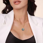 14K Gold Diamond, Blue Sapphire & Topaz Enamel Medallion Pendant – PT6649EMY45MC-Gabriel & Co.-Renee Taylor Gallery