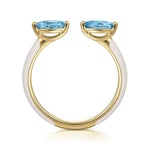 14K Yellow Gold Blue Topaz Open Stackable Ring with White Enamel - LR52652E9Y4JBT-Gabriel & Co.-Renee Taylor Gallery