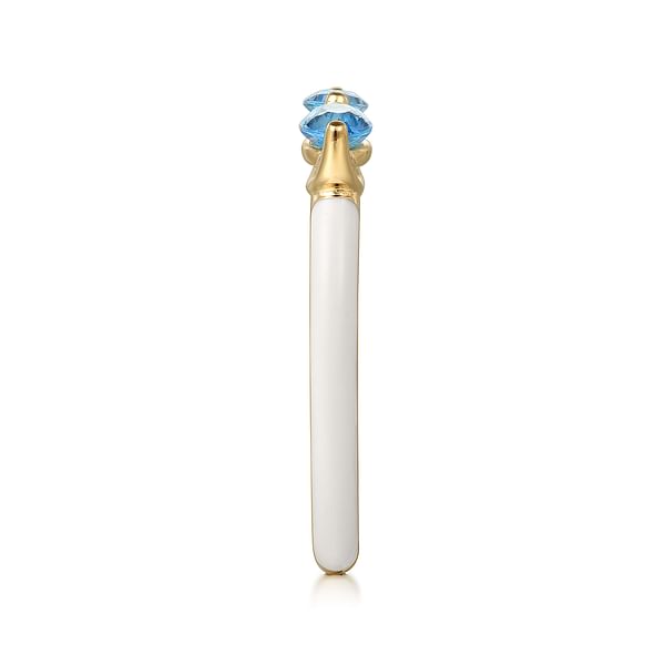 14K Yellow Gold Blue Topaz Open Stackable Ring with White Enamel - LR52652E9Y4JBT-Gabriel & Co.-Renee Taylor Gallery