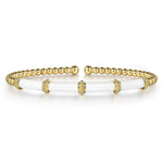14K Yellow Gold Bujukan Beads Split Bangle w/ White Enamel - BG4972E9Y4JJJ-Gabriel & Co.-Renee Taylor Gallery