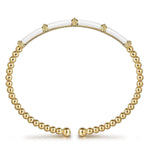 14K Yellow Gold Bujukan Beads Split Bangle w/ White Enamel - BG4972E9Y4JJJ-Gabriel & Co.-Renee Taylor Gallery